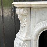 Louis XV Style Fireplace In Carrara Marble Circa 1880