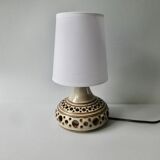 Openwork ceramic lamp by Jean Chatoney, double lighting, 70s