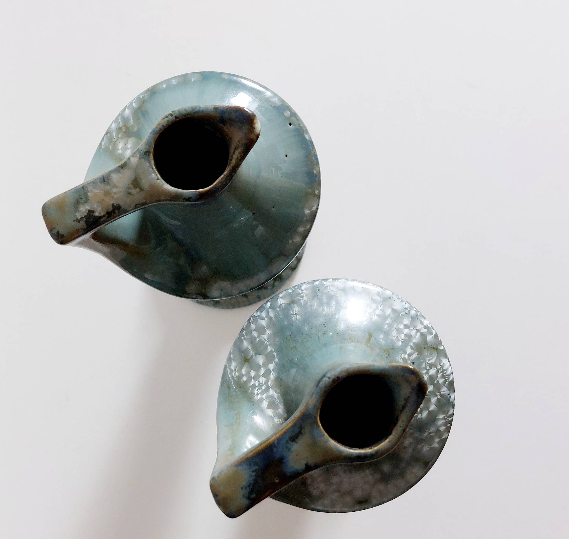 Pair of Sarreguemines vases with crystal glazes
