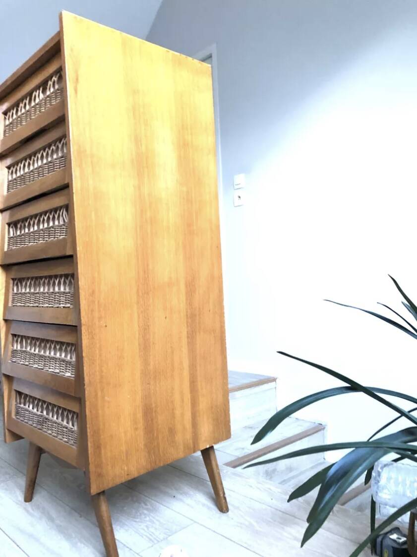 Commode /Chiffonnier bois et rotin