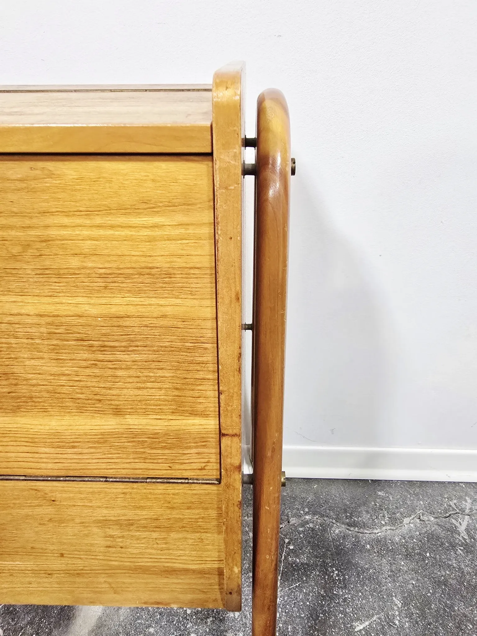Rare 1970s Danish-Style Wooden Cabinet on Wheels | Vintage Nightstand,