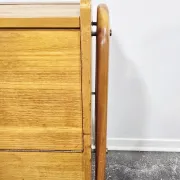 Rare 1970s Danish-Style Wooden Cabinet on Wheels | Vintage Nightstand,