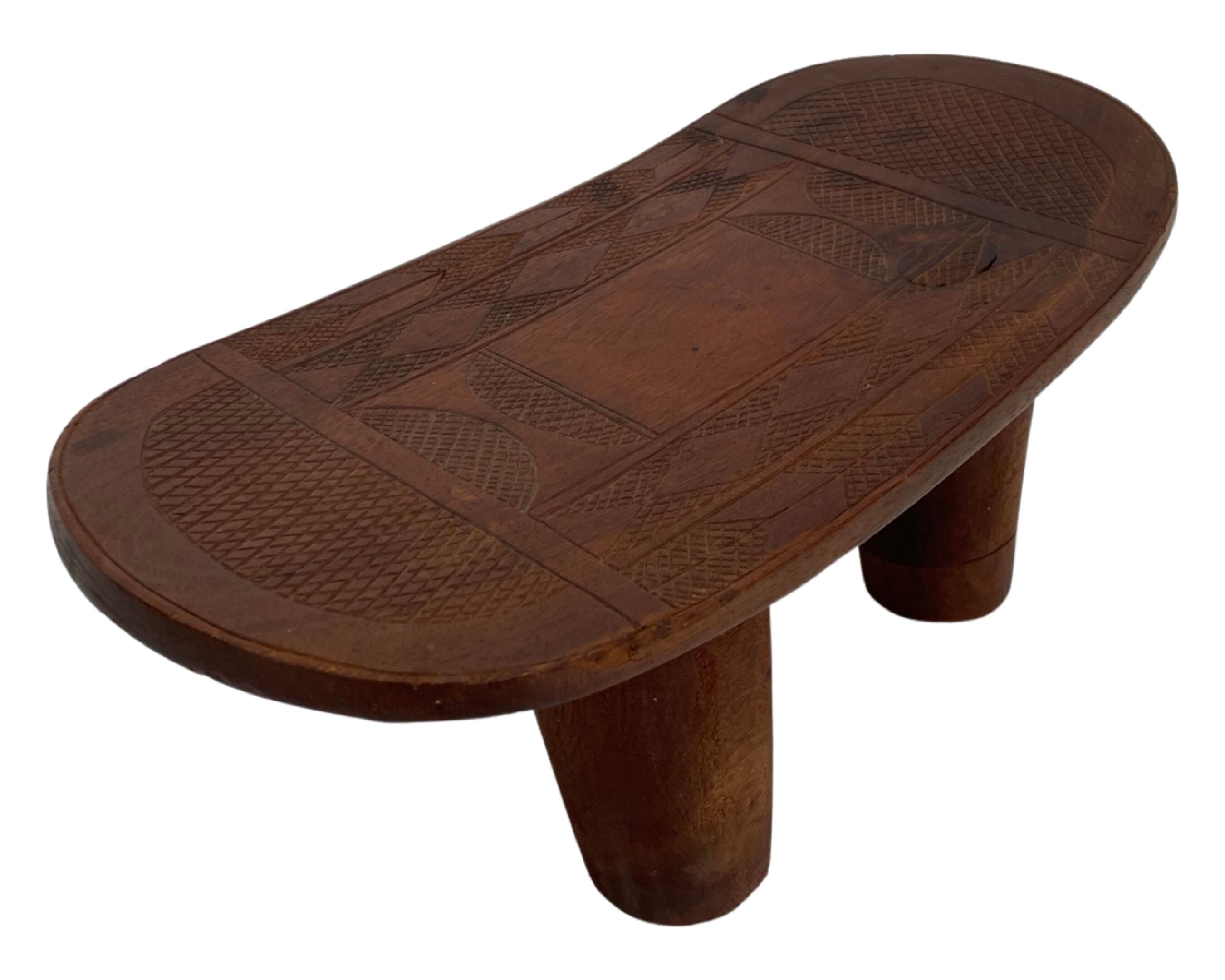 Vintage African hand-carved wooden Senufo stool bench design