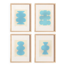 Four paintings - light blue - signed Eawy