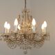 Mid-Century Brass Glass & Crystal Maria Theresa Style 8 Arm Chandelier 5446