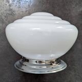 "Skyscraper" ceiling light in white opaline, Art Deco 1930