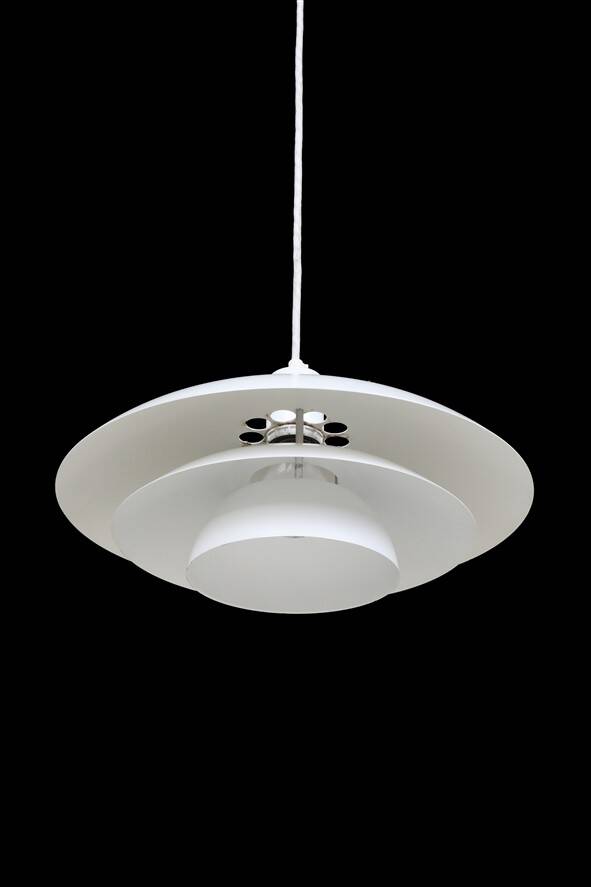 White Danish modern design multilayer pendant lamp / 1970s
