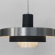 Layered pendant light in brushed aluminum. Denmark 1960s