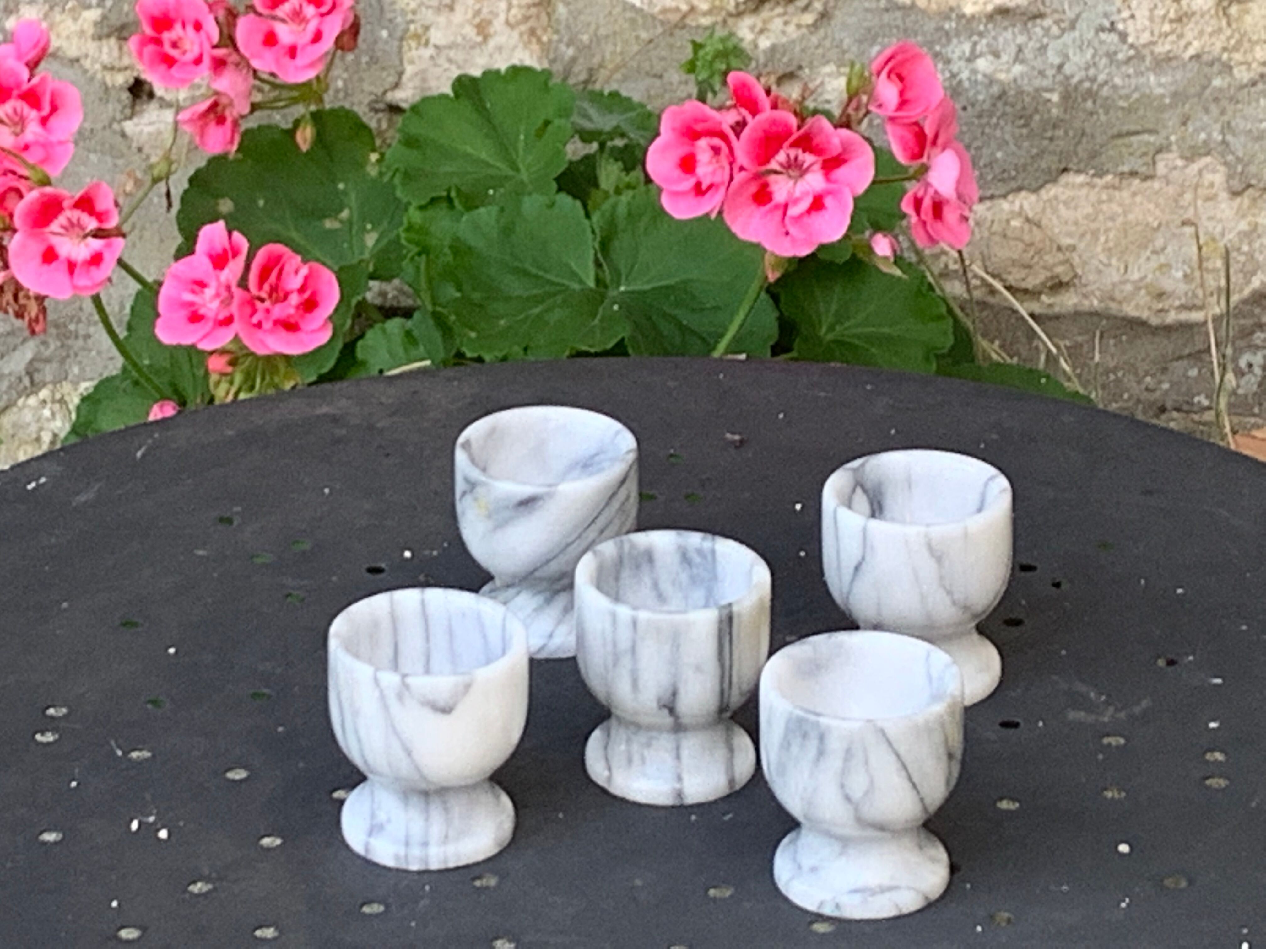 5 vintage marble coquetiers