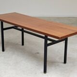 Table basse en métal et bois, ex Tchécoslovaquie 1970