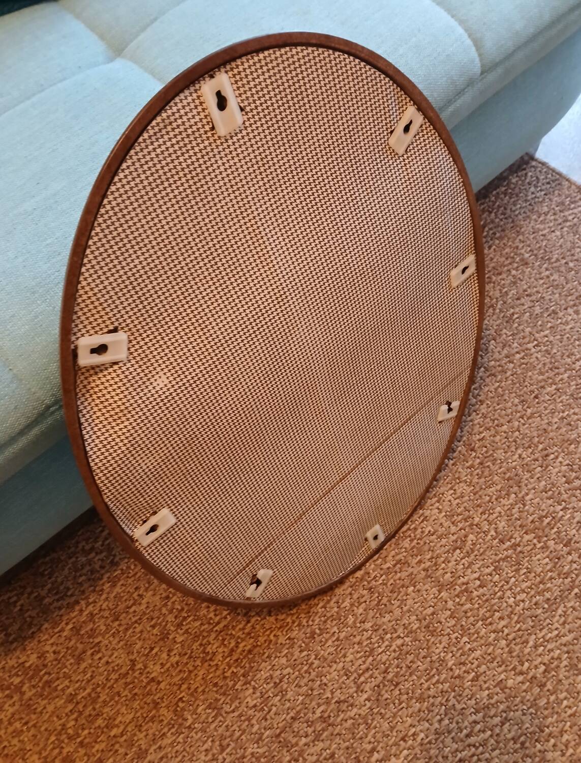 Vintage oval wooden mirror