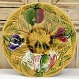 Old Sarreguemines barbotine fruit bowl salad bowl circa 1920
