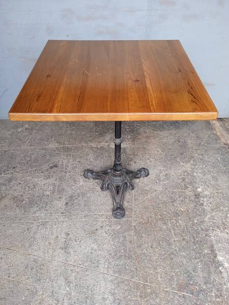 Bistro table 70/70cm solid wood top pedestal table