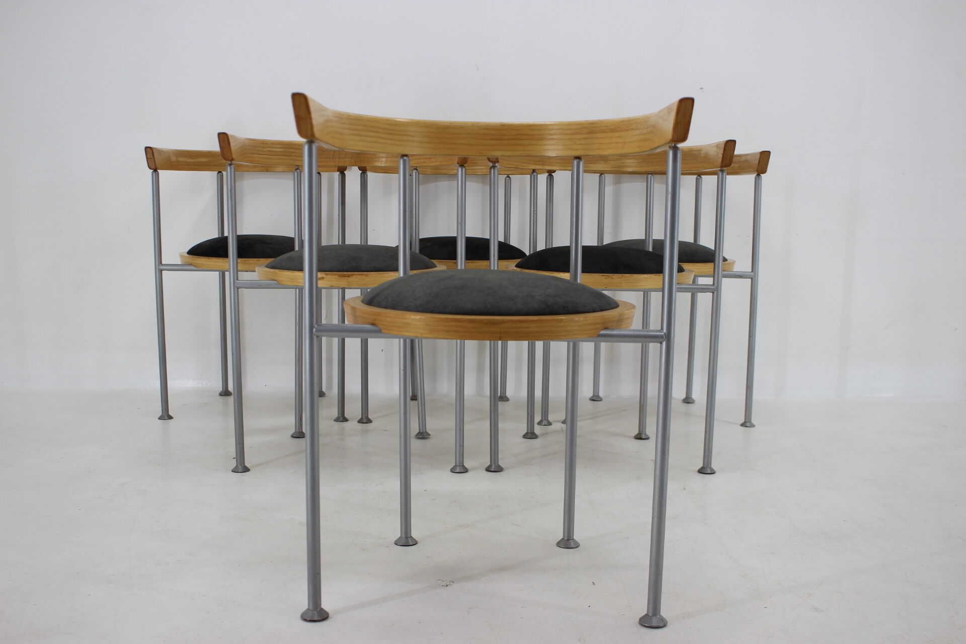 Set of 6 dining chairs by Börge Lindau for Bla Station Sweden 1990s