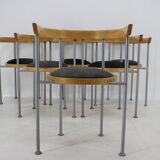 Set of 6 dining chairs by Börge Lindau for Bla Station Sweden 1990s