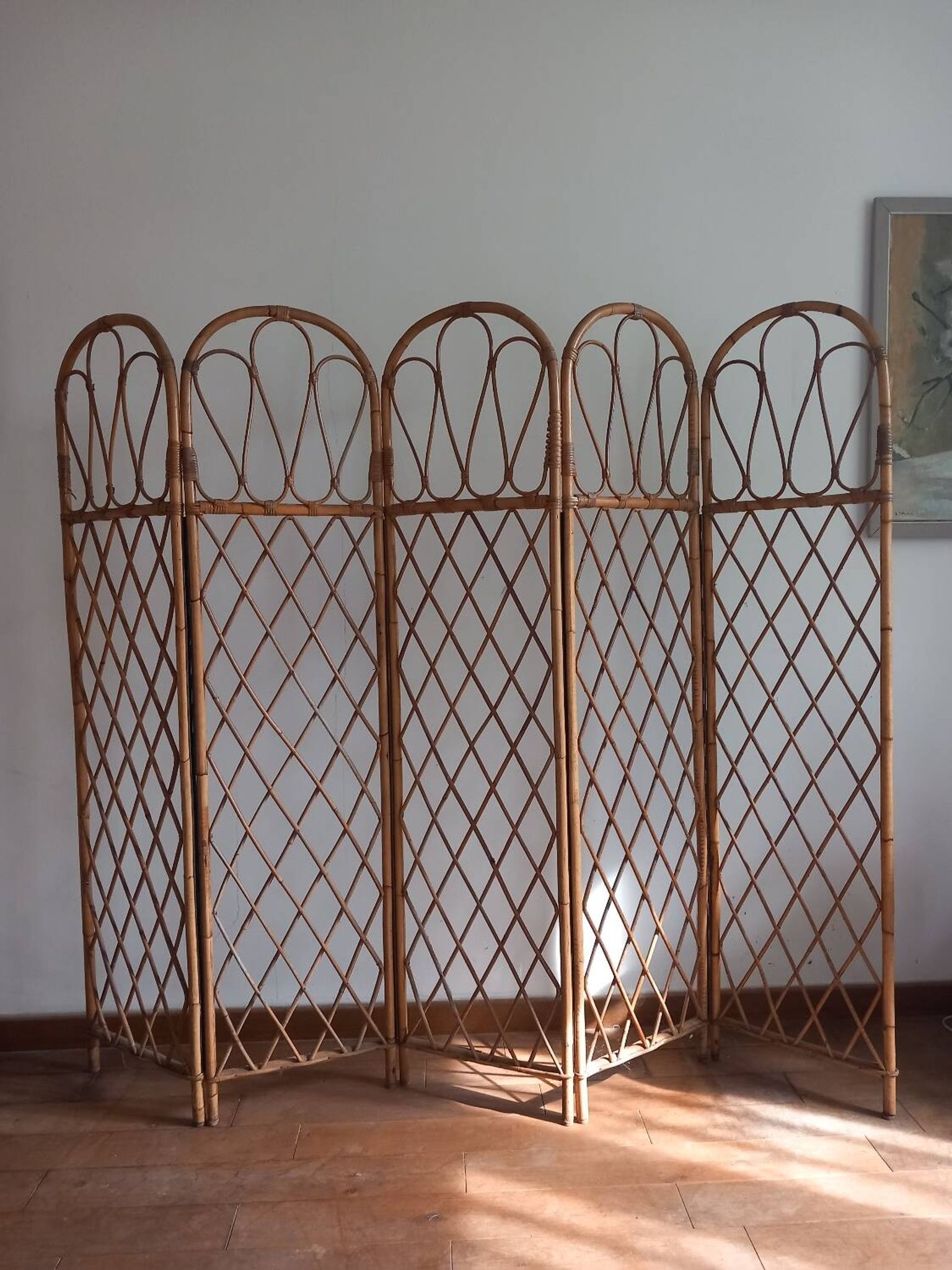 Paravent en rotin vintage