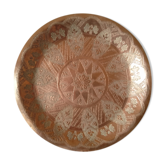 Presentation plate, oriental style, red copper