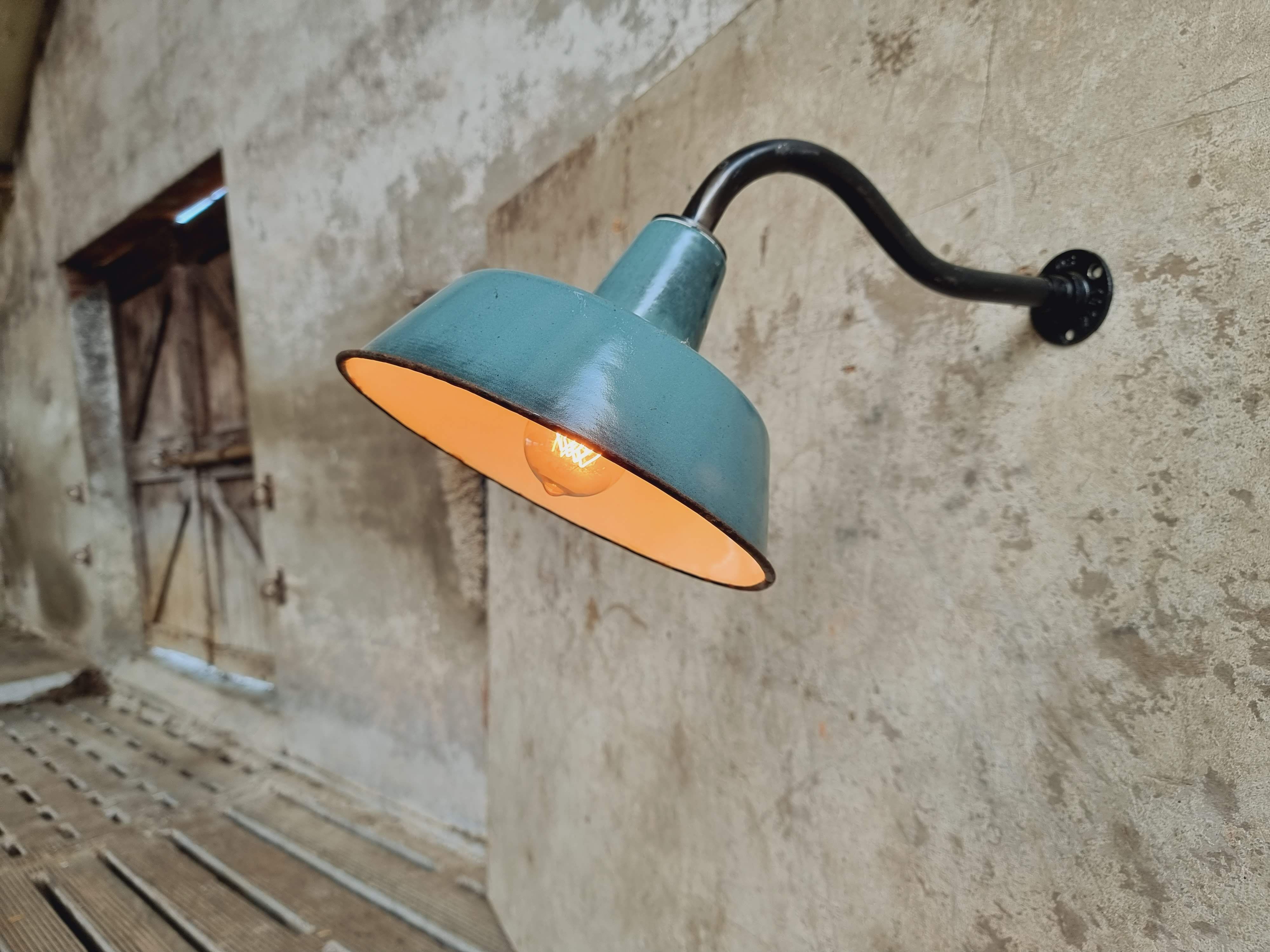 Old garden lamp vintage green wall lamp enamel