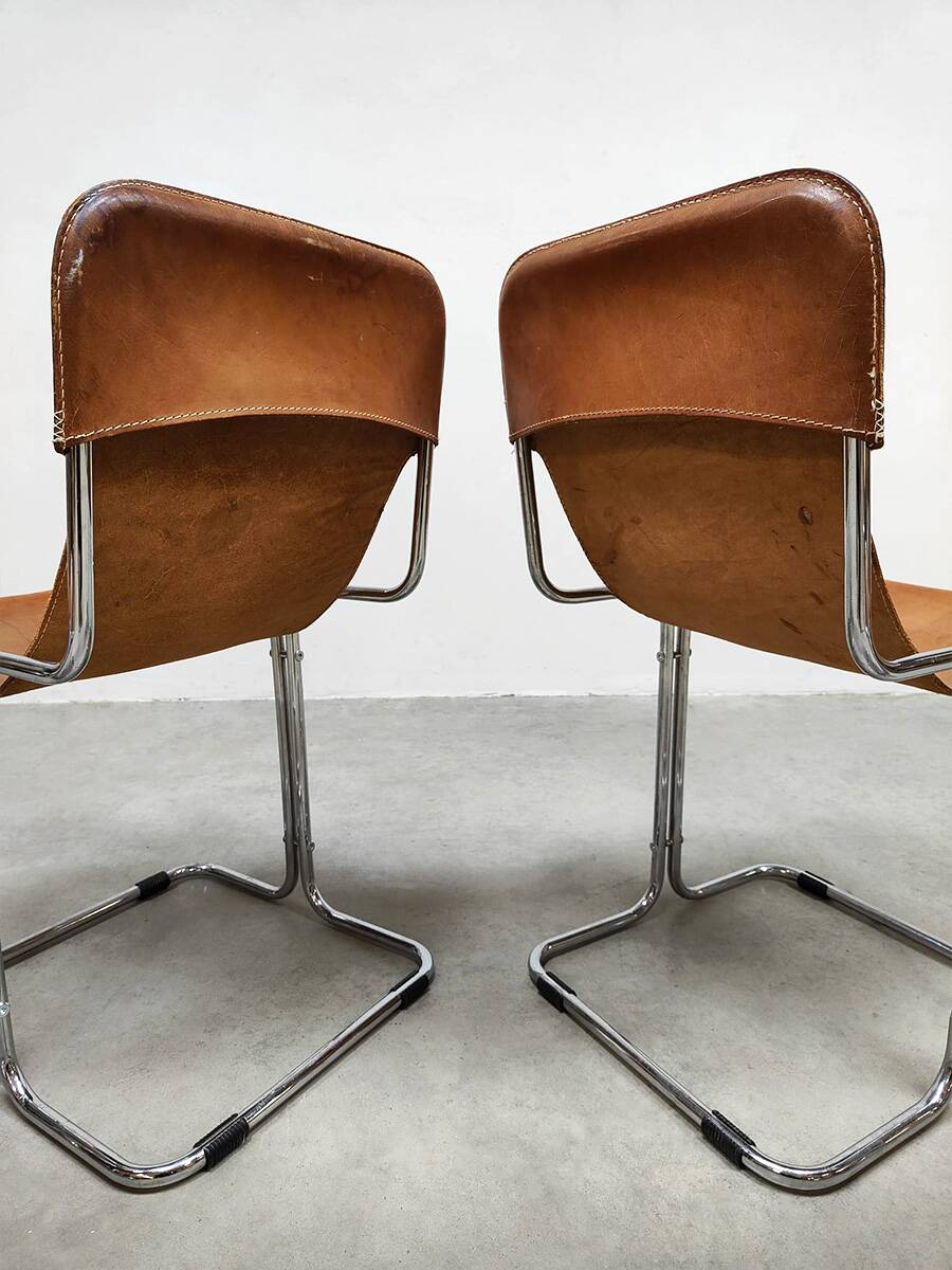 Vintage leather Calla Arflex dining chair Ari Colombo