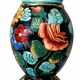 Large Vallauris vase signed JTF = F – 31 cm – polychrome floral decoration