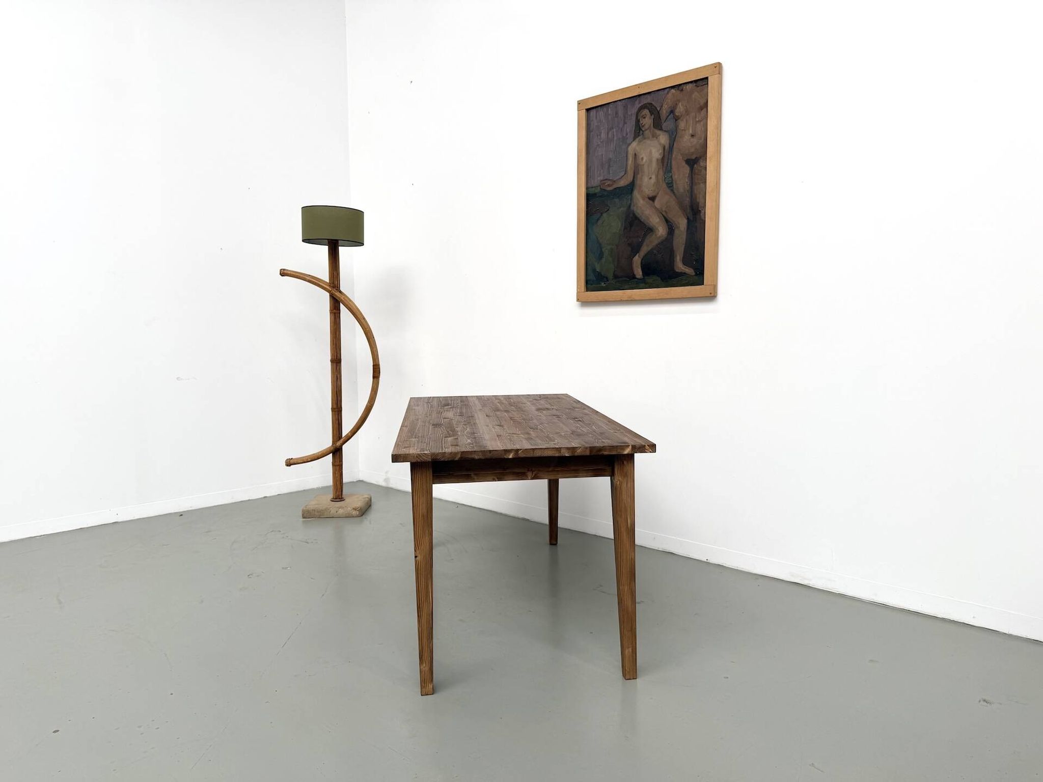 Table de ferme aux pieds fuseaux, L155 cm