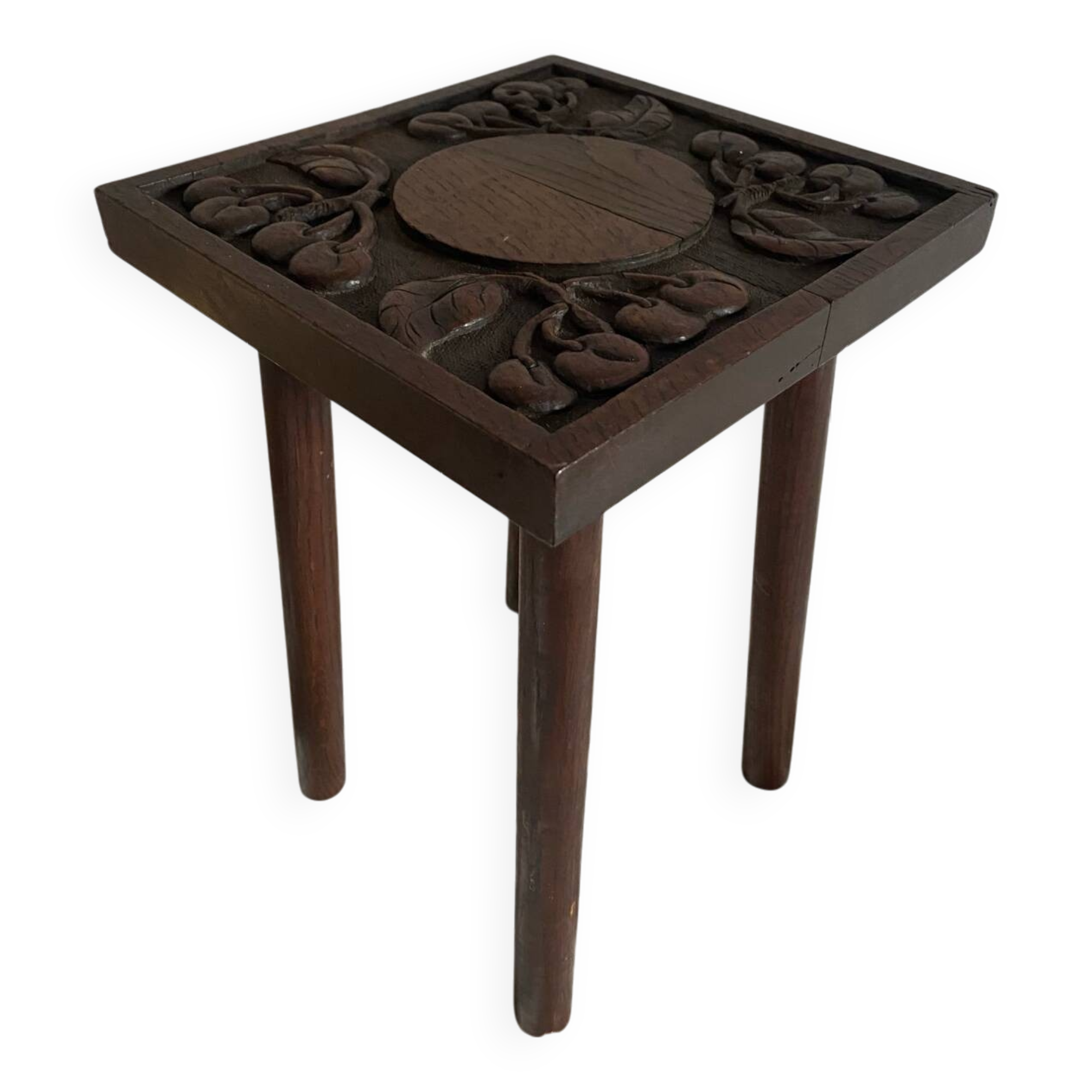 Cherry carved wooden stool