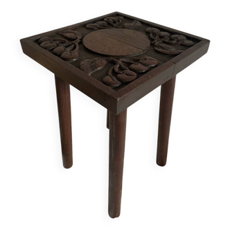 Cherry carved wooden stool