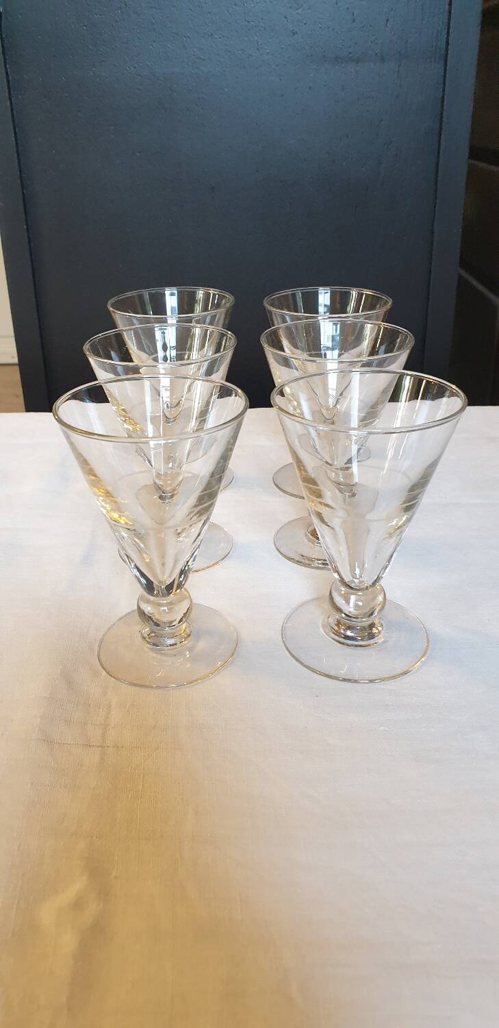 Six art deco glasses