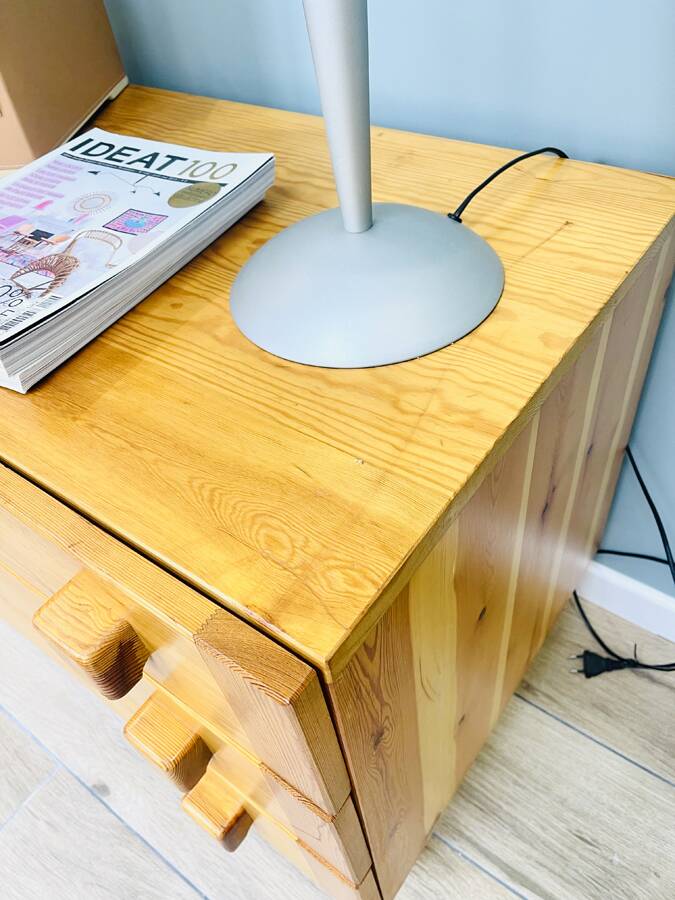 Brutalist pine chest of drawers, circa 1970.