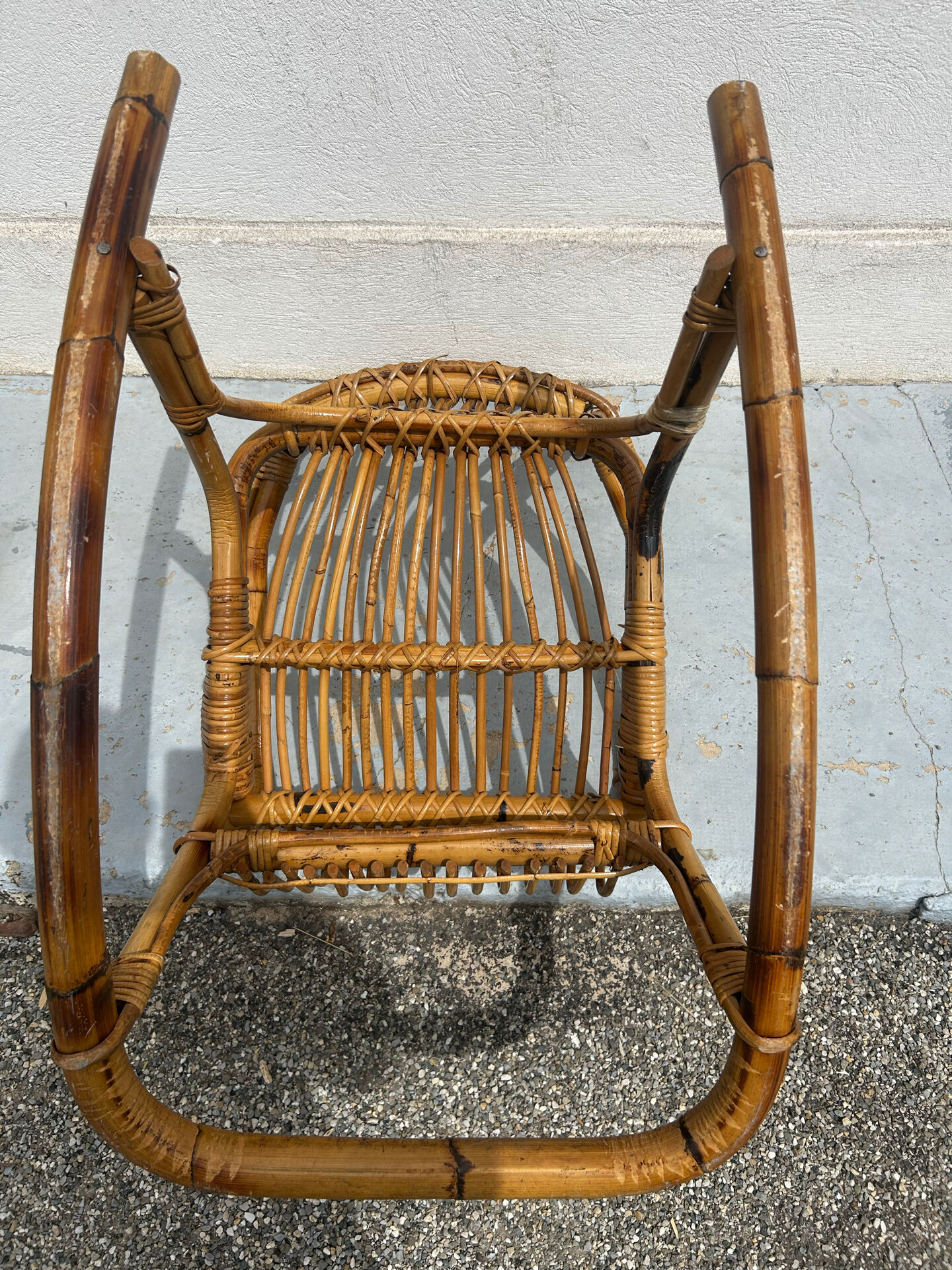 Vintage rocking chair in rattan – 1960s/70s
