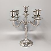 1950s Stunning Candelabra for Five Candles in Stainless Steel. Handmade. Made in Italy