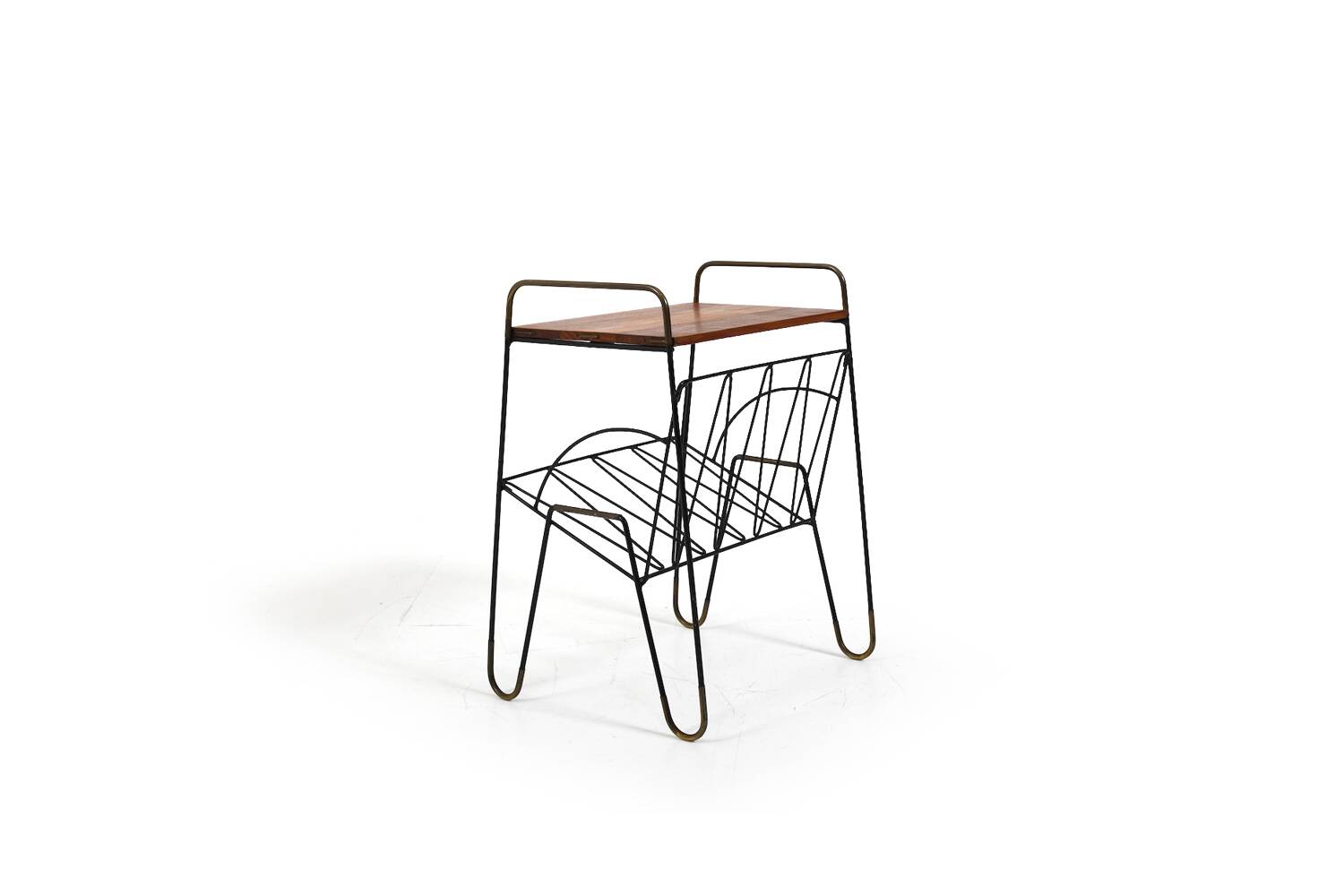 Mid Century Danish Side Table with Magazine Rack