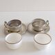 Victorian Alpaca Silver Tea or Coffee Pair of Cups and Plates, England 19th C.