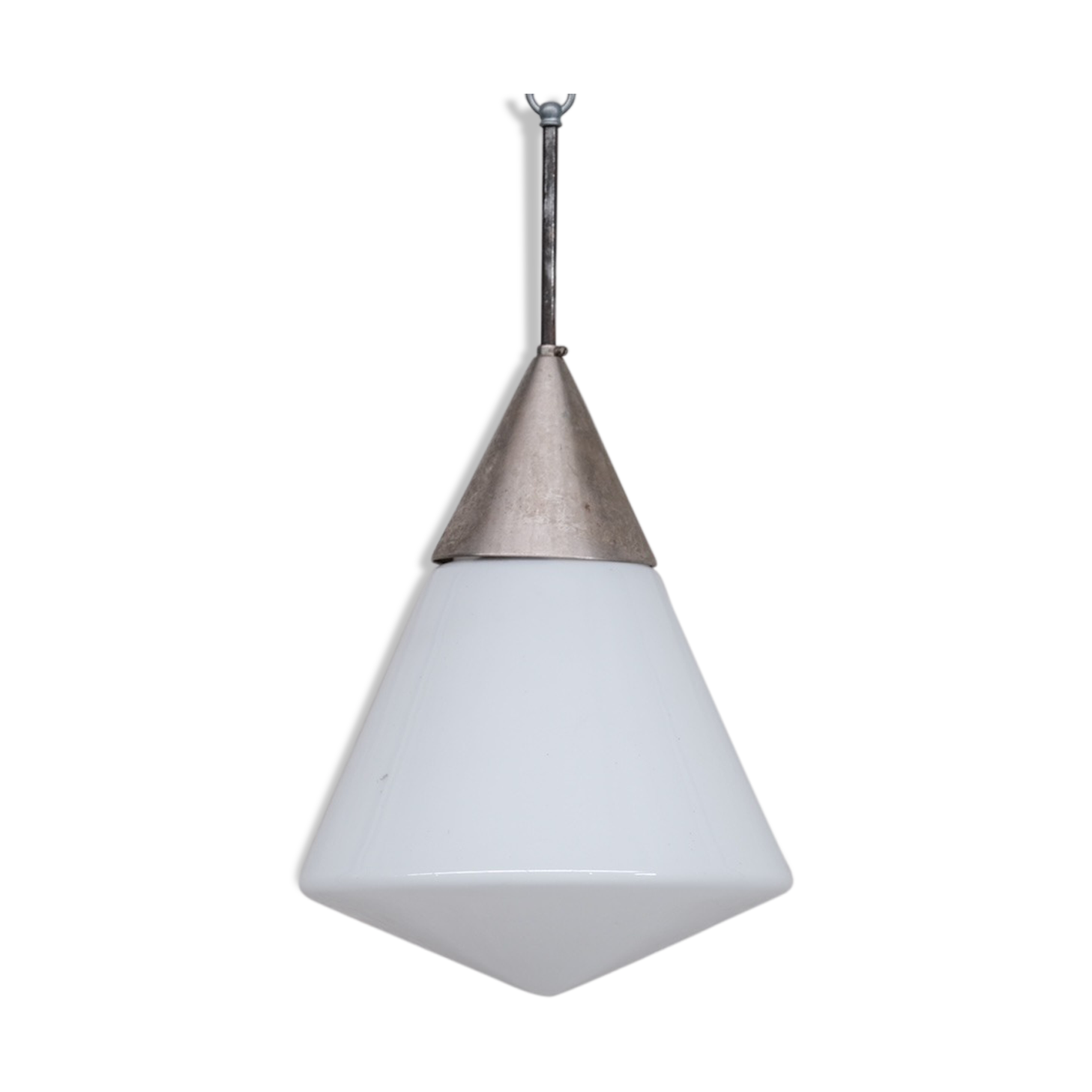 Opaline Mid-Century French Conical Pendant Light