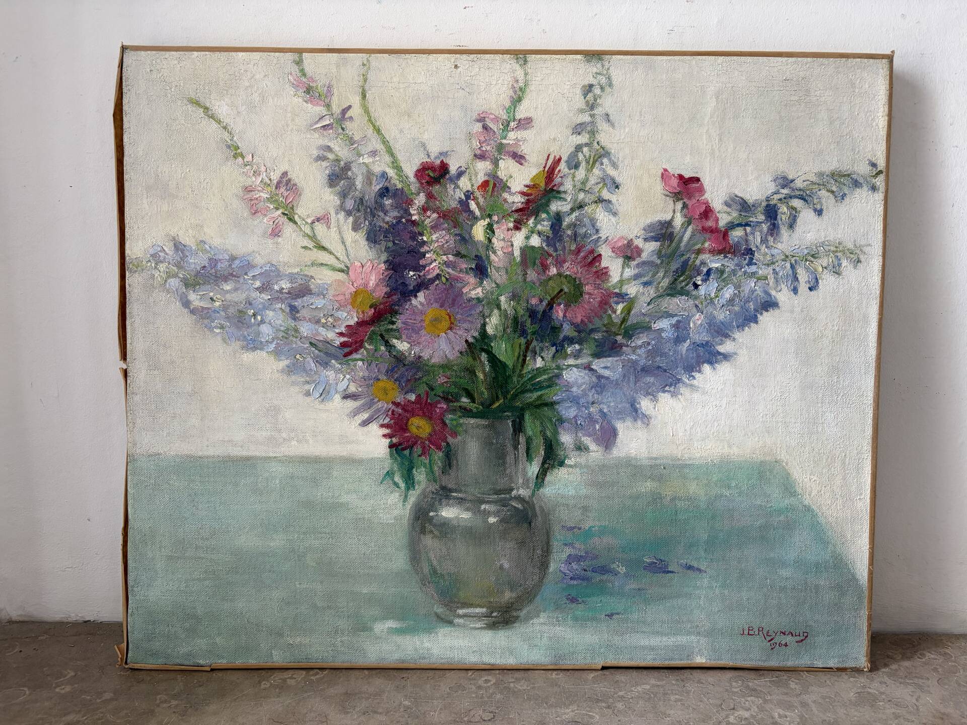 Bouquet de printemps, huile sur toile signée 1964
