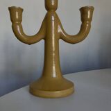 Pair of glazed earthenware candlesticks Pichon Uzès 1960