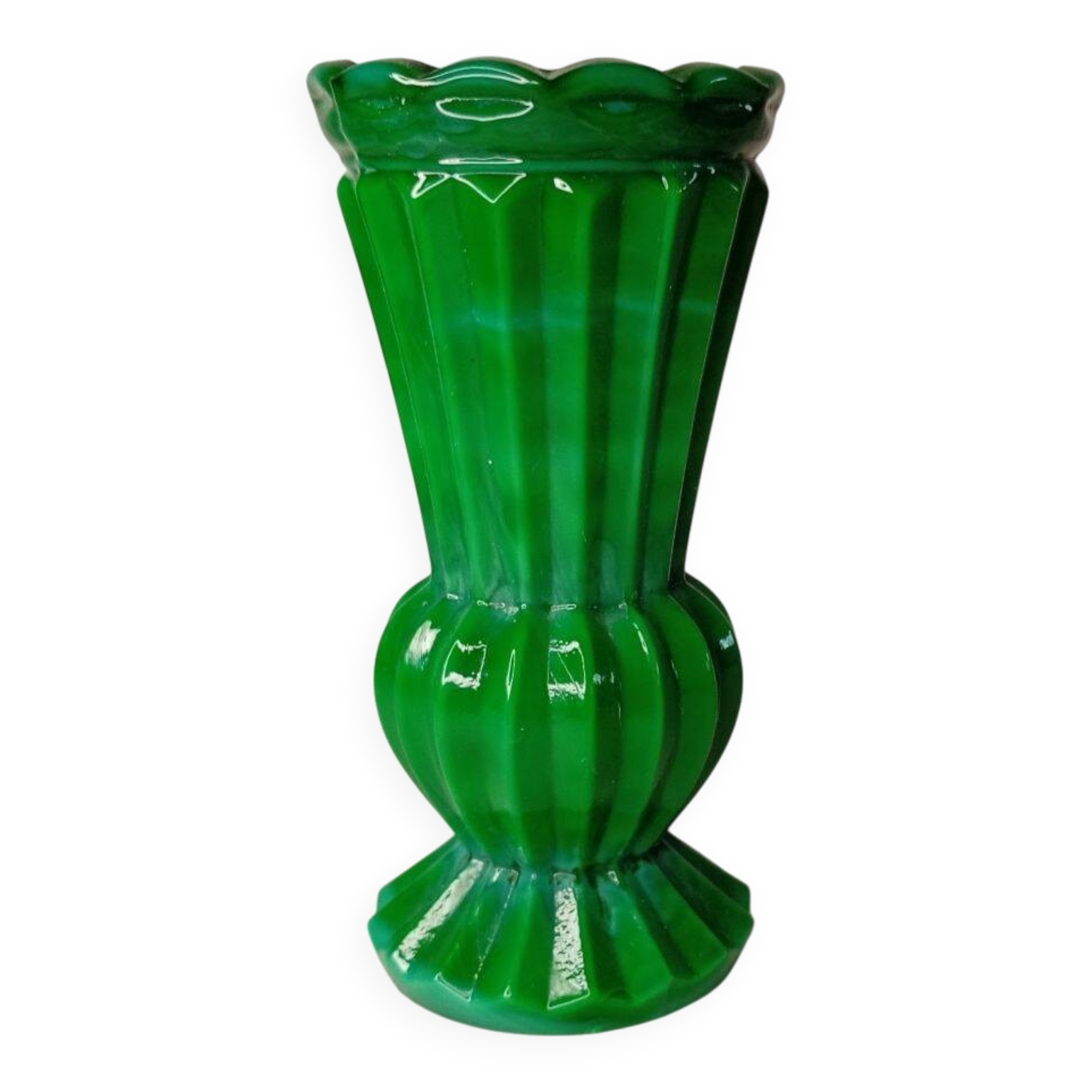 Bohemian Czech Malachite Glass Vase