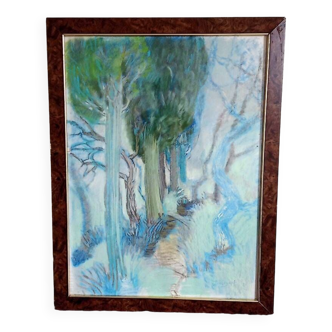 Pastel - Christine Delessert - 72 x 53 cm - blue undergrowth