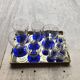 Set of 16 antique glasses with cobalt blue stems, Art Deco.