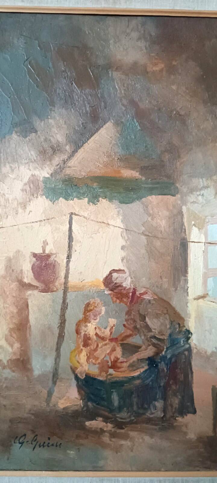Interior painting oil on panel Guido Guidi 40s/50s