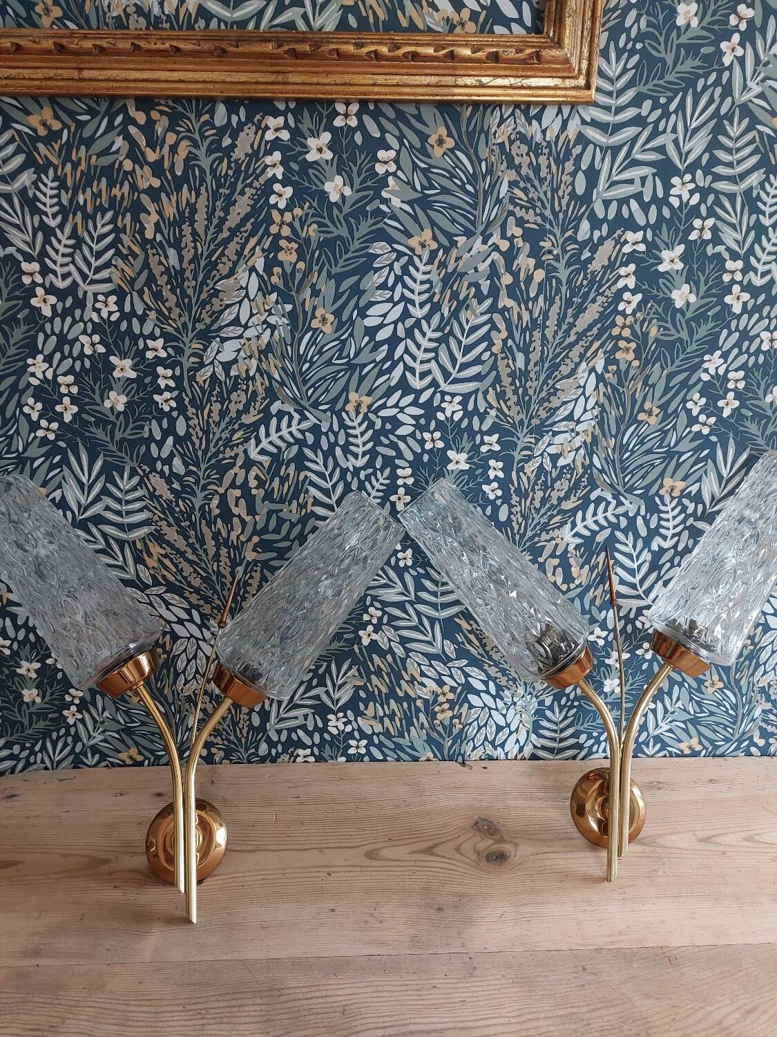 Pair of double art deco wall lights