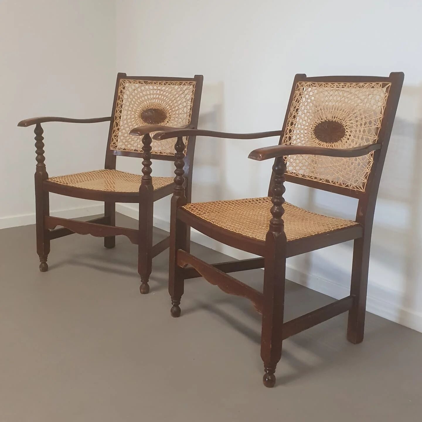 Monastery / medallion / webbing arm chairs / 1930s