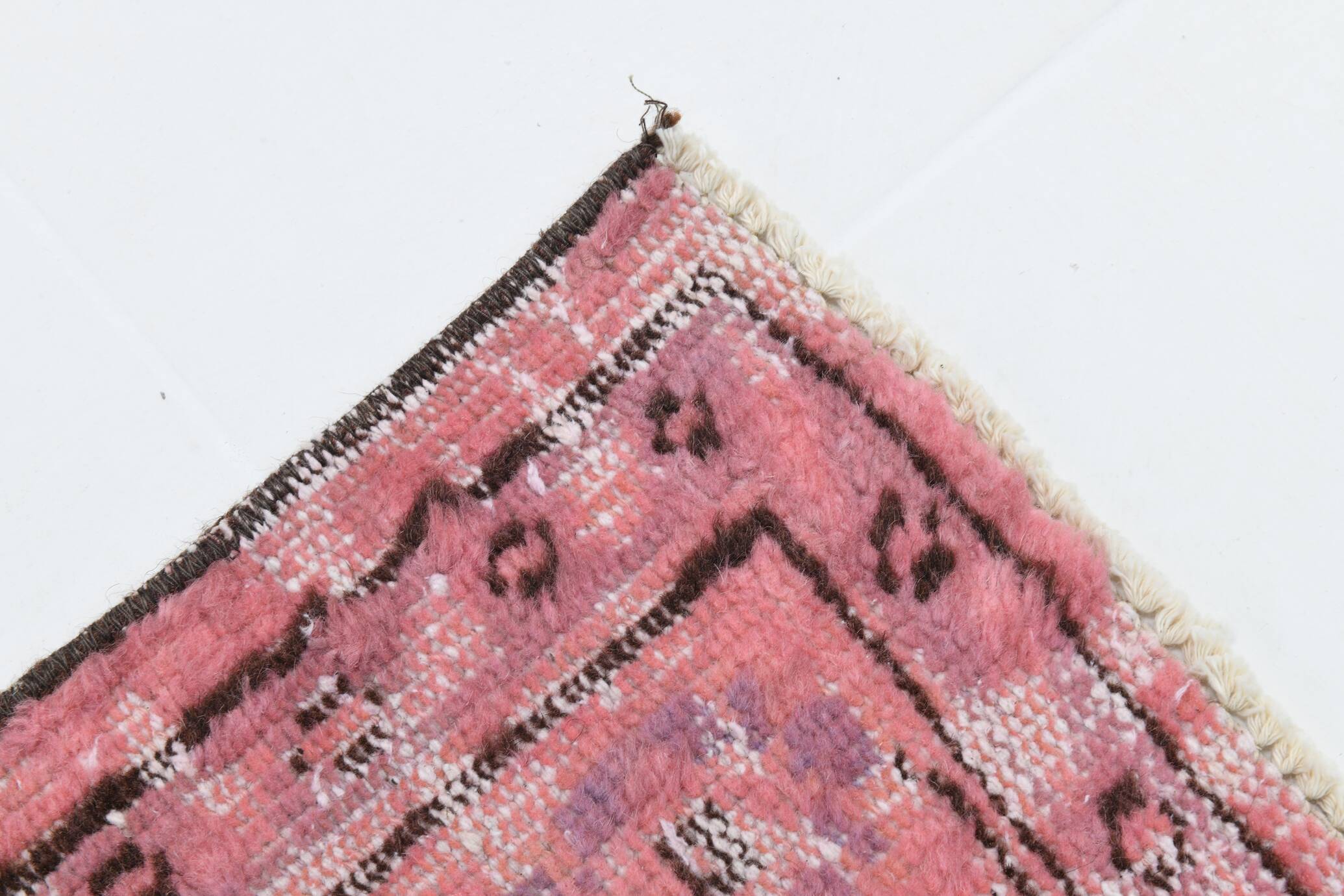 pink overdye turkish vintage carpet  , pink vintage distressed vintage rug.