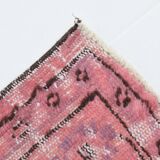 pink overdye turkish vintage carpet  , pink vintage distressed vintage rug.
