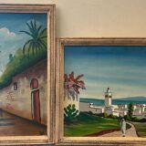 2 huiles sur toiles signées-paysage oriental