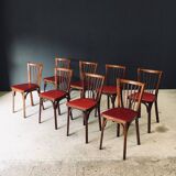 French Reconstruction Bistro Chairs from Baumann, 1950s, Set of 8