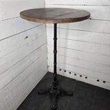 High table with cast iron legs and solid oak top