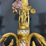 Pair of nineteenth century sconces in bronze and porcelain