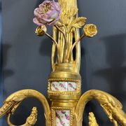 Pair of nineteenth century sconces in bronze and porcelain