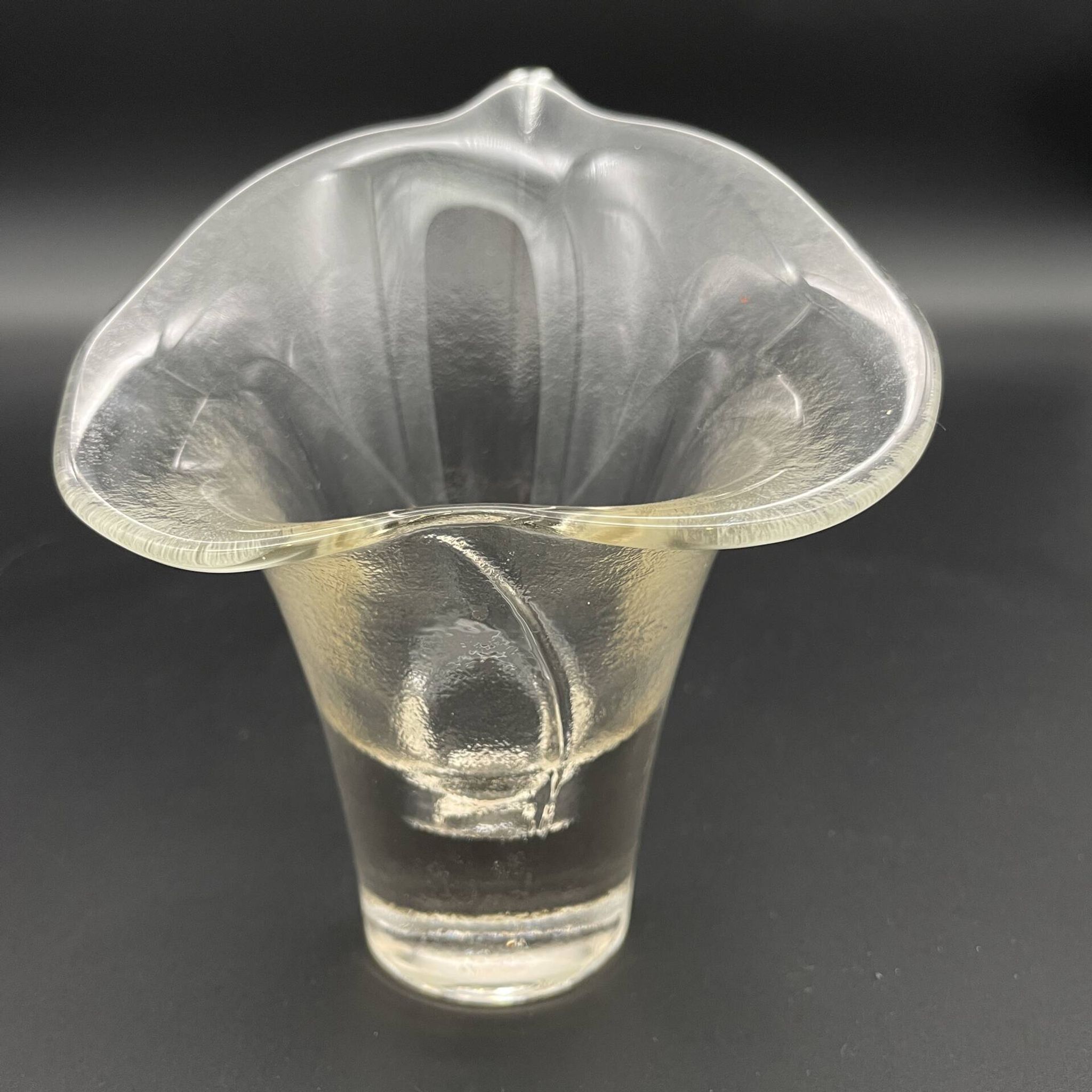 Photophore vintage en verre transparent en forme de fleur de calla – a
